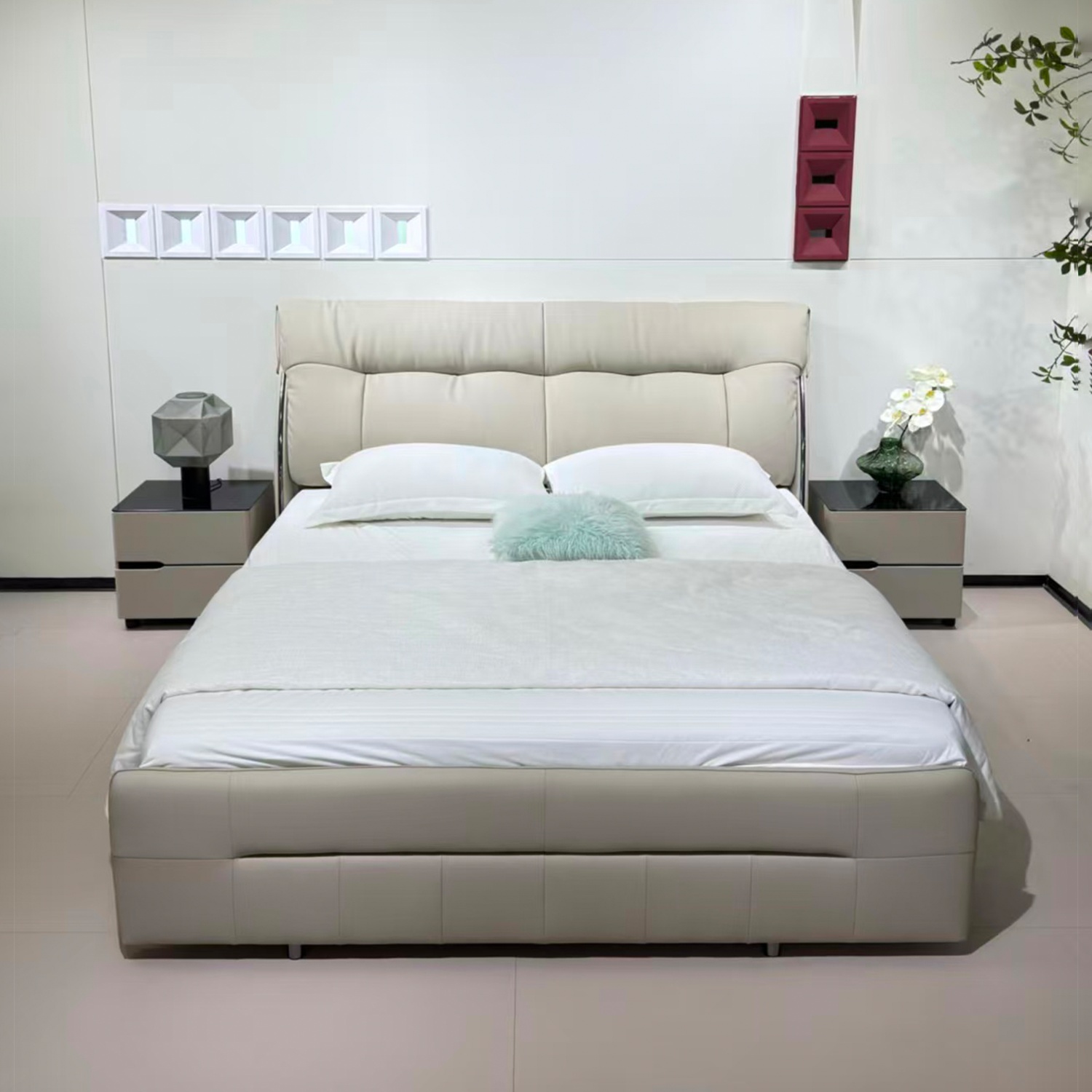 TLHSH1810LG (2526) Soft Bed with Storage Box 1.8*2.0M White Tauno