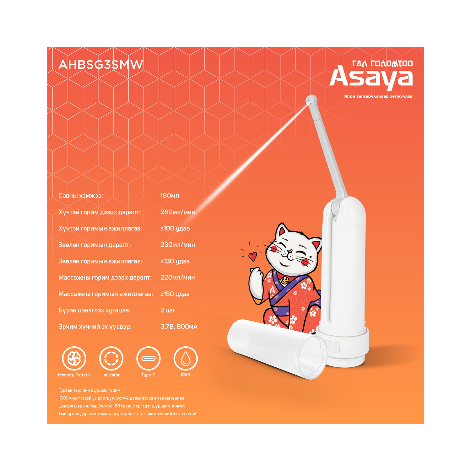 AHBSG3SMW Hand Bidet Asaya 2