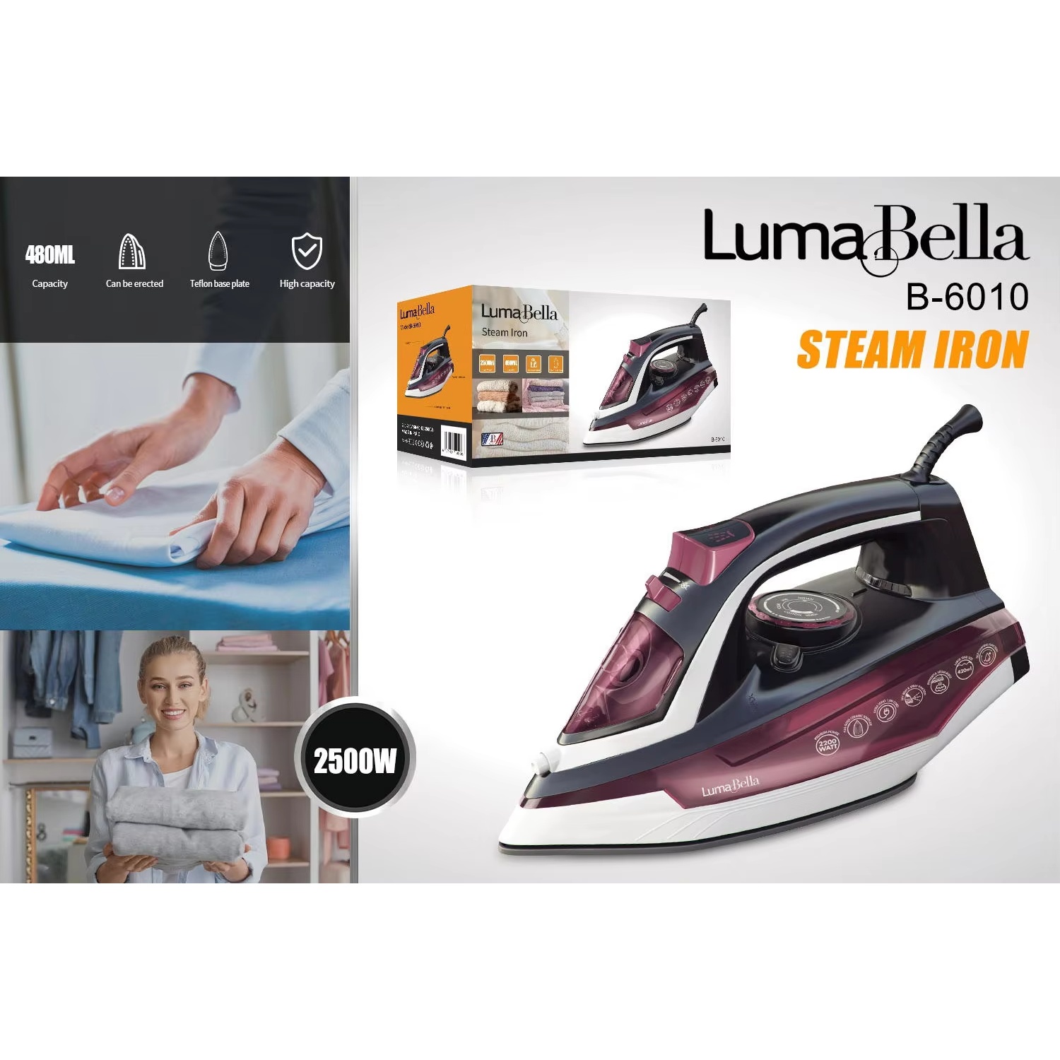 LumaBella 2500Вт хүчин чадалтай индүү B-6010