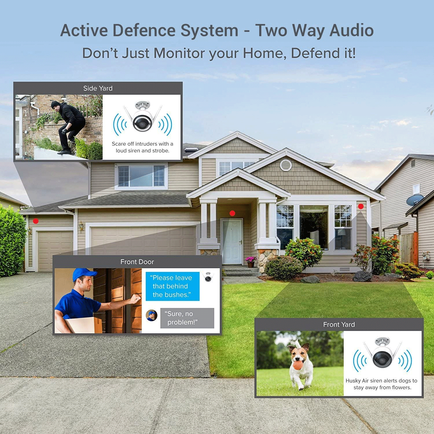 EZVIZ C3W / ezGuard 1080p - Outdoor Wireless Wi-Fi Security Camera with Remote Activated Alarm System and Pre-Installed 16GB microSD Card