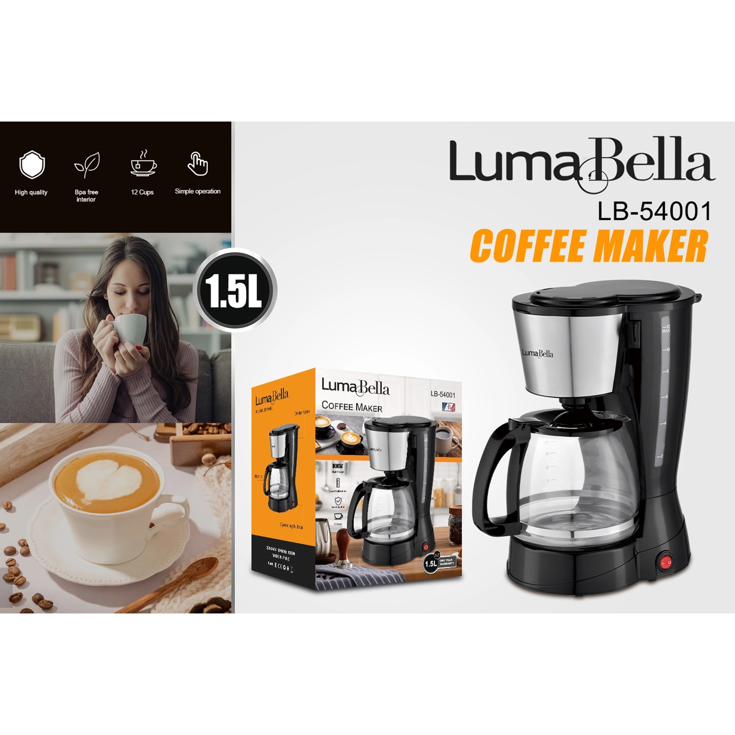 Lumabella 1.5л багтаамжтай Кофе чанагч LB-54001