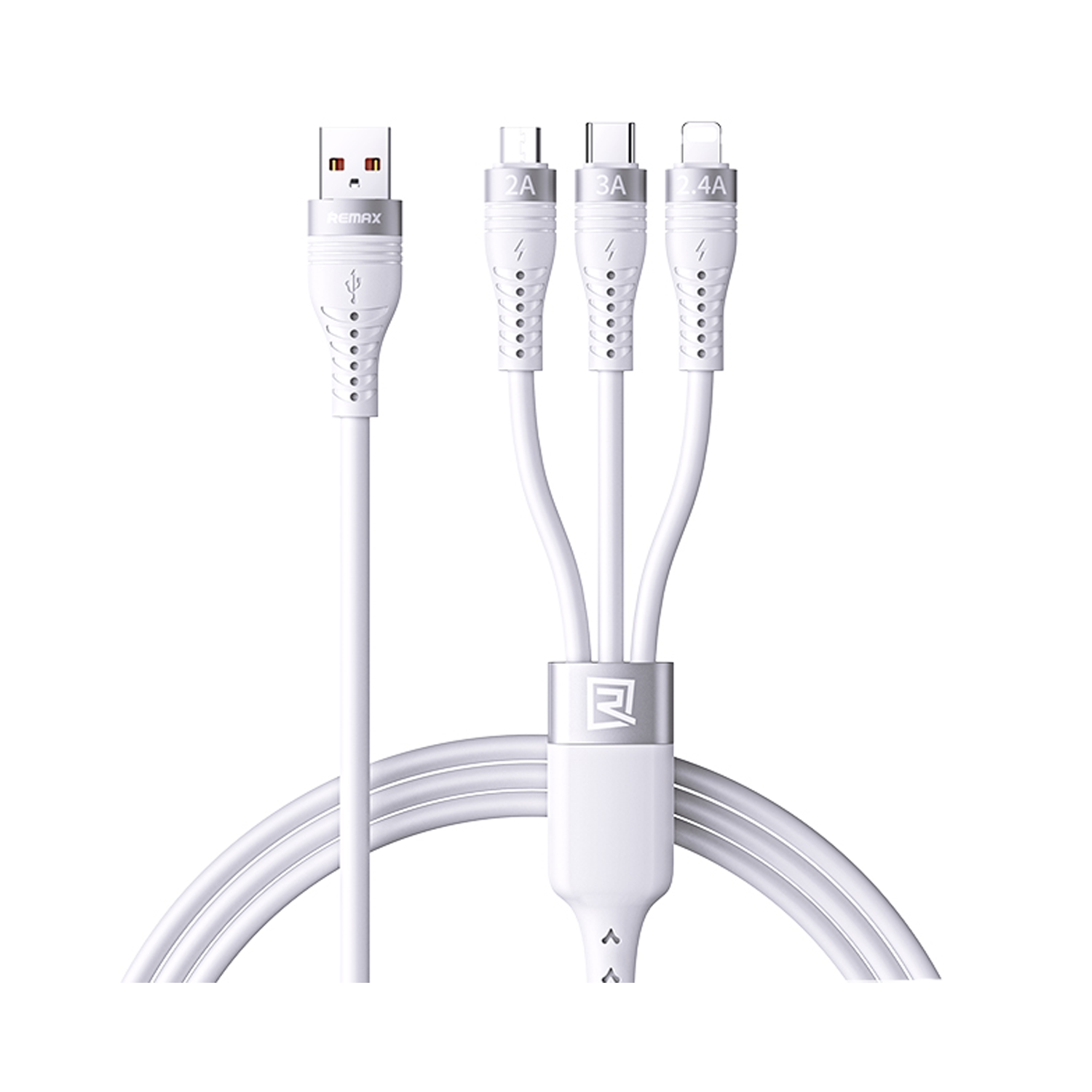 Remax RC-C151 A-M+L+C Bintrai Series 15W 3-in-1 Fast Charging Cable White