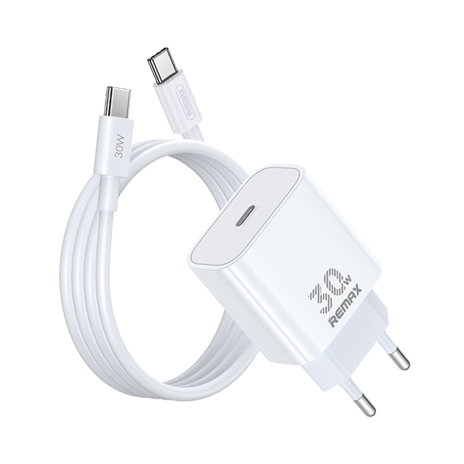 RP-U71 Figen Series 30W All-compatible GaN Charger+RC-C021 Data Cable Set EU White Remax