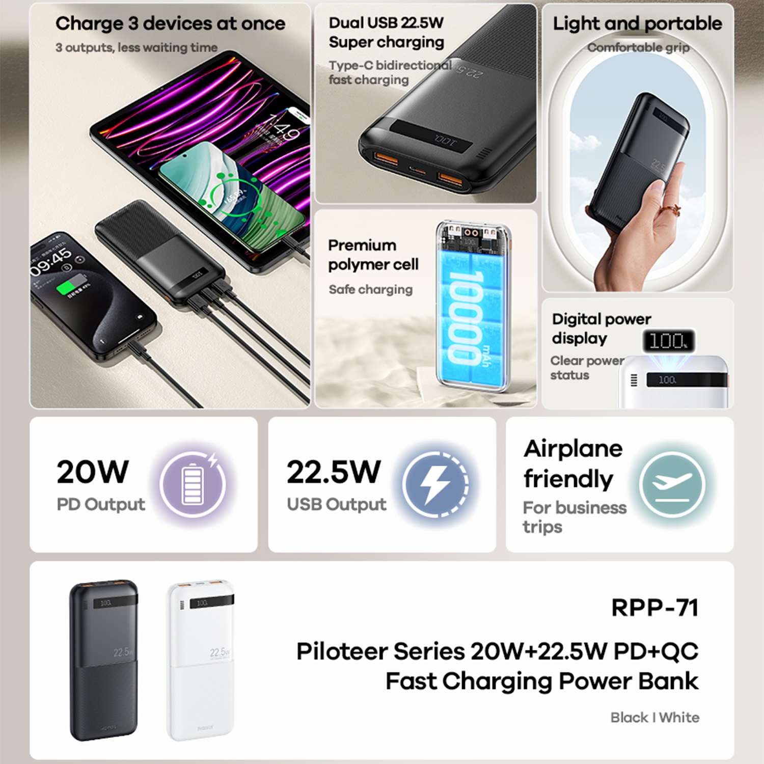 RPP-71 Power Bank 10000mAh BLACK REMAX