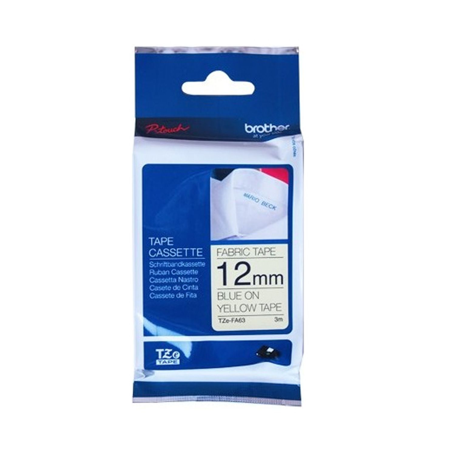 Brother шошго хэвлэгч цаас TZE-FA63 /Blue on Yellow 12mm/