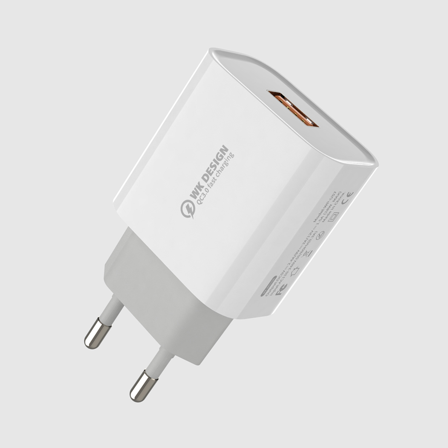 WK to Speed EU 18W QC3.0 Single U Fast Charger WP-U57(White)